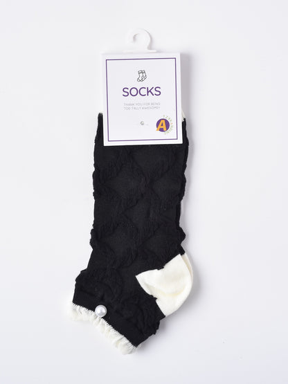 Rufia -  Ruffle Pearl Decorated Ankle Socks for Women, Summer - Friendly