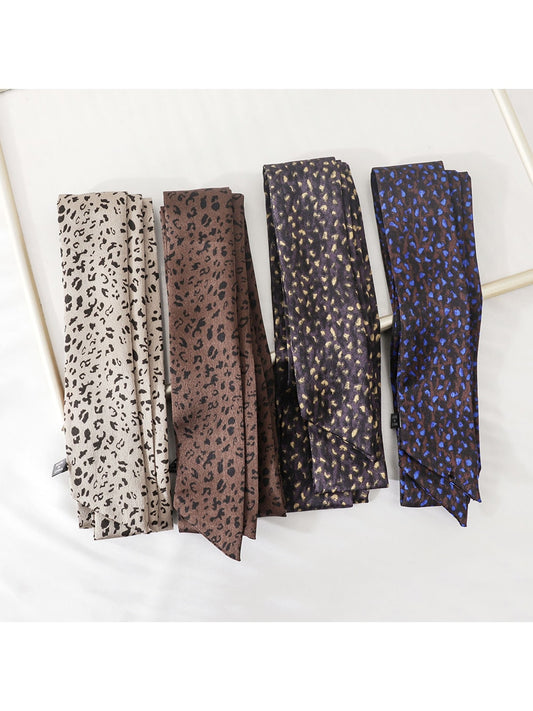 Scarvii - Leopard Print Long Skinny Scarf