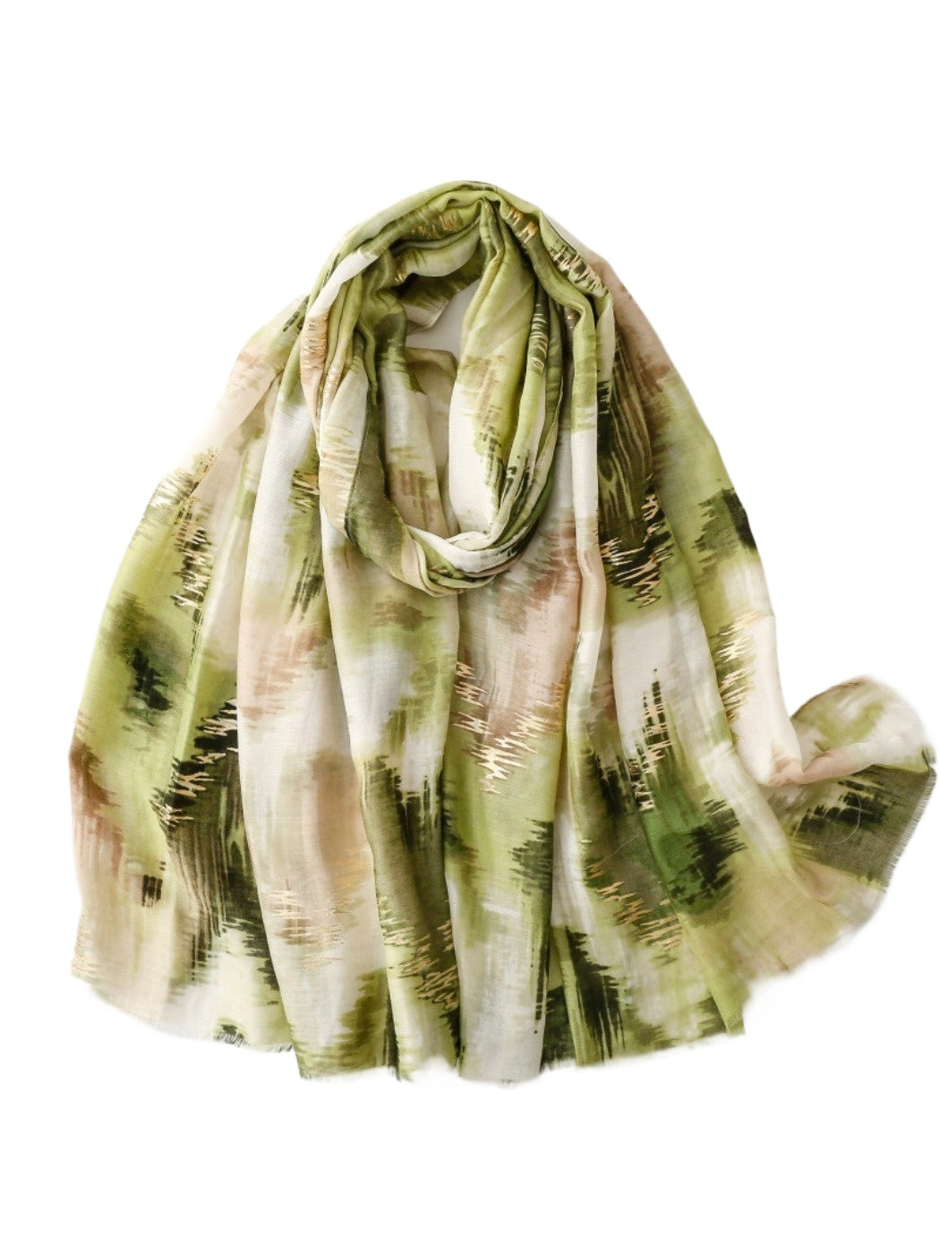 Scarvii - Gold Foil Scarf with Lake & Mountain Pattern