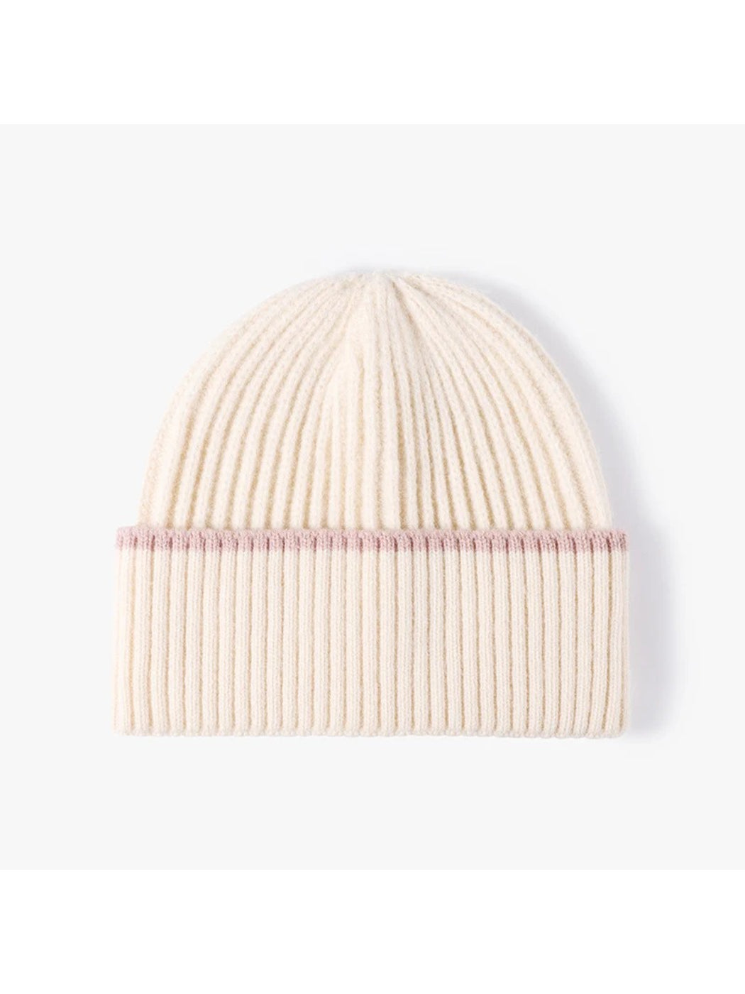 Haila - Fine Rib Contrast Stripe Cuffed Knit Beanie