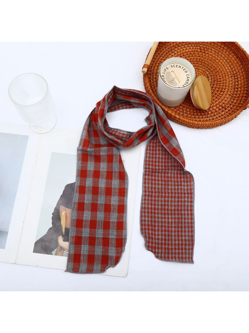Scarvii - Vintage Plaid Check Pattern Long Scarf