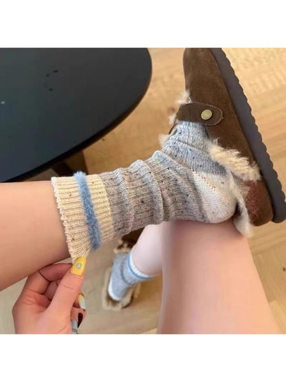 Rufia - Striped Contrast Trim Casual Crew Socks
