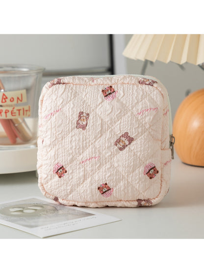 Cosbai - Cartoon and Floral Print Quilted Storage Bag