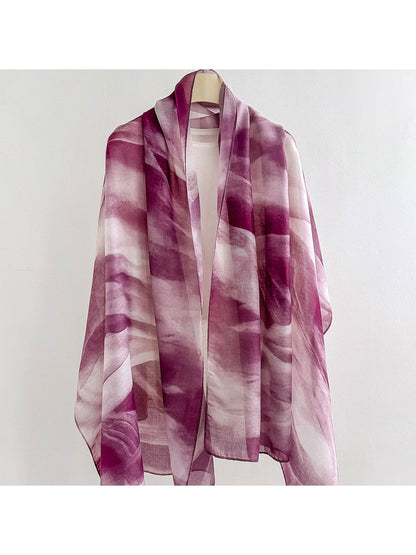 Scarvii - Simple Plant Print Fashion Summer Wrap Scarf