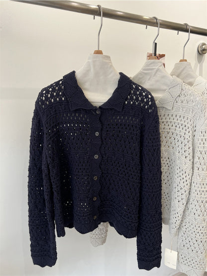 Crosa - Women S Fall Winter Edging Open Knit Cardigan