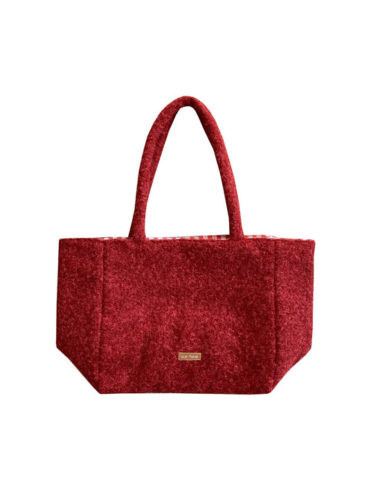 Cosbai – Plush Tote Bag with Checkered Lining