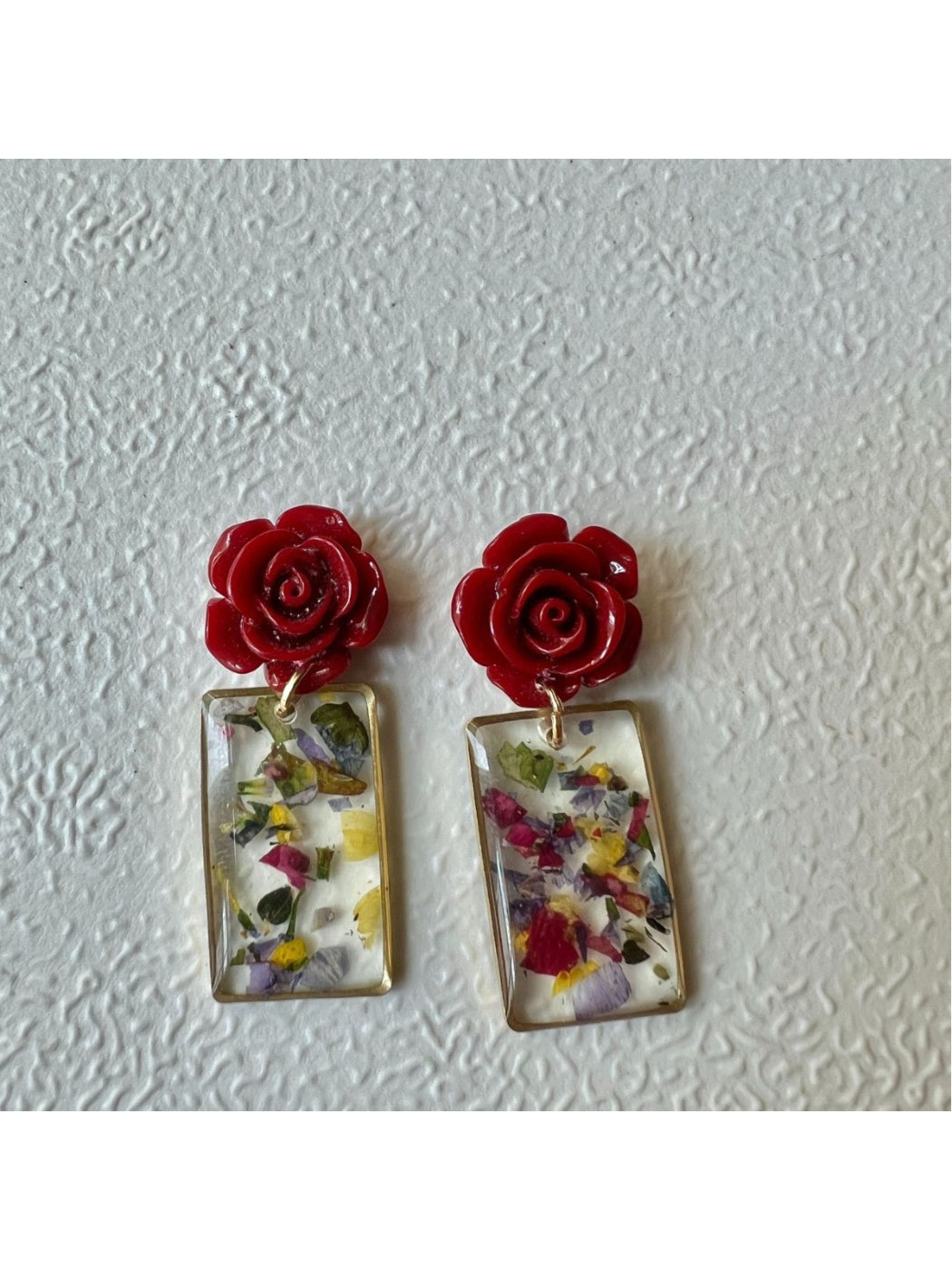 Earwish - Botanical Beaded Rose Earrings