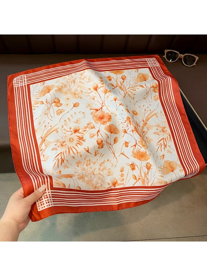 Scarvii - Fresh Floral Pattern Fashion Square Scarf