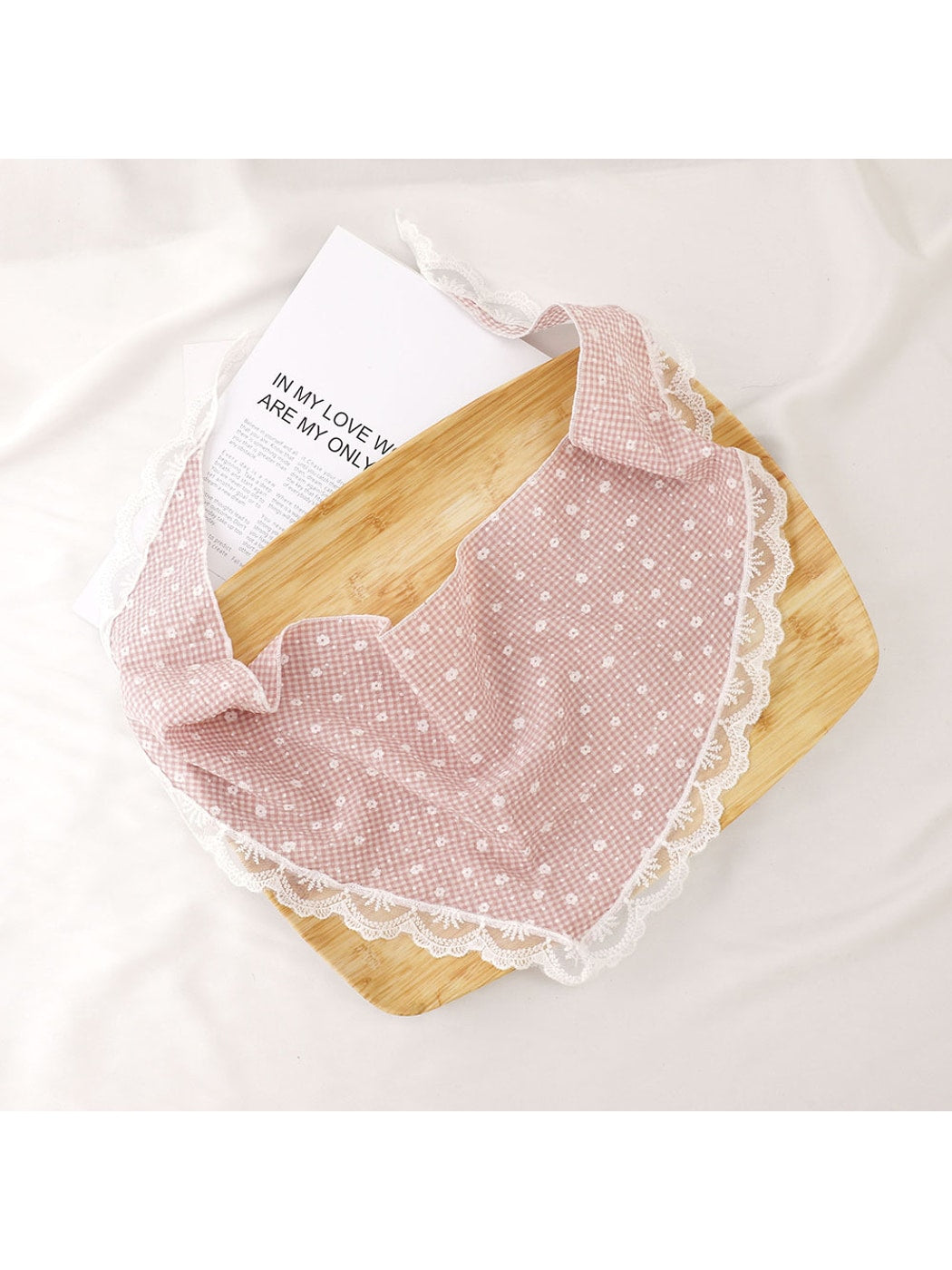Scarvii - Floral Gingham Lace Trim Triangle Bandana