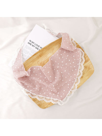 Scarvii - Floral Gingham Lace Trim Triangle Bandana