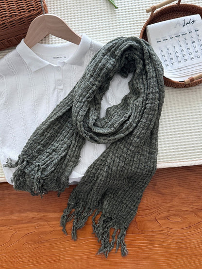 Scarvii - Fringed Crinkled Texture Scarf
