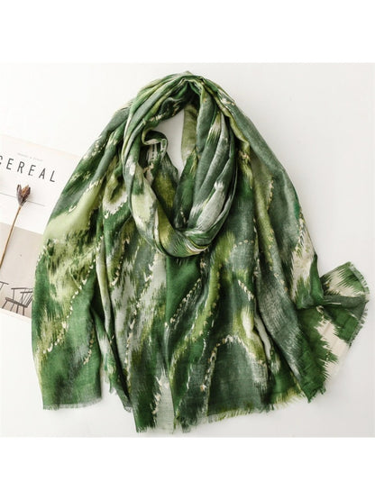 Scarvii - Winter Scarf & Shawl with Gold Foil Printing & Mountain Pattern