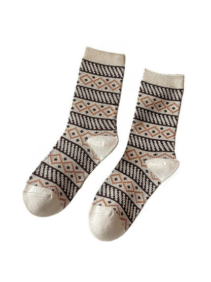 Rufia - Retro Warm Mid-Calf Socks for Women