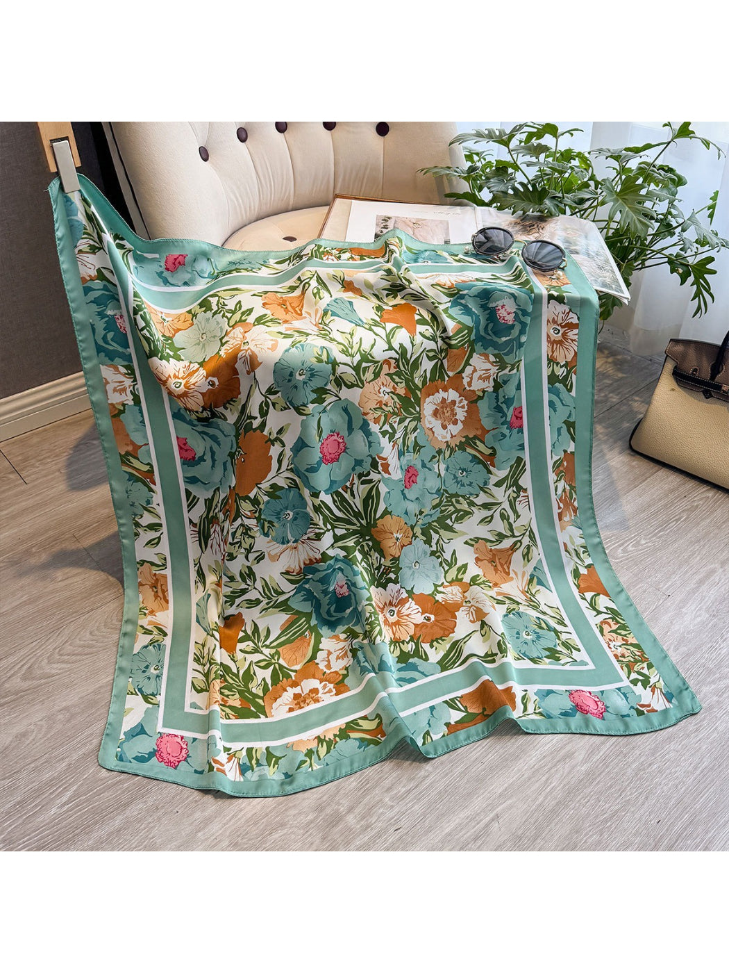Scarvii - Botanical Floral Border Square Scarf