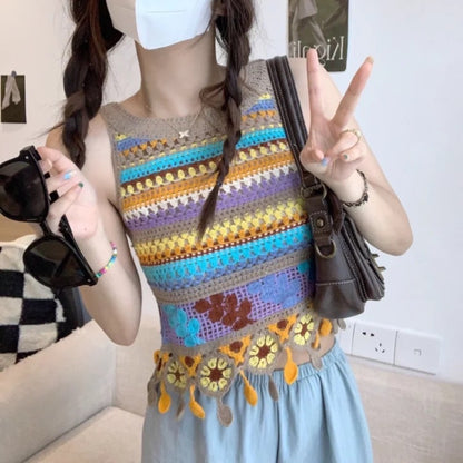 Vesty - Boho Colorblock Knit Vest- Comfortable & Fit
