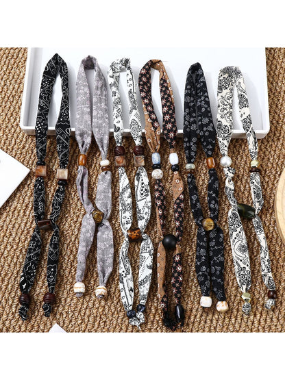 Scarvii - Decorative Long Beaded Fashion Narrow Scarf