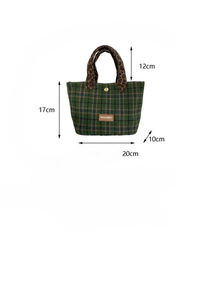 Cosbai - Cozy Plaid Small Everyday Tote