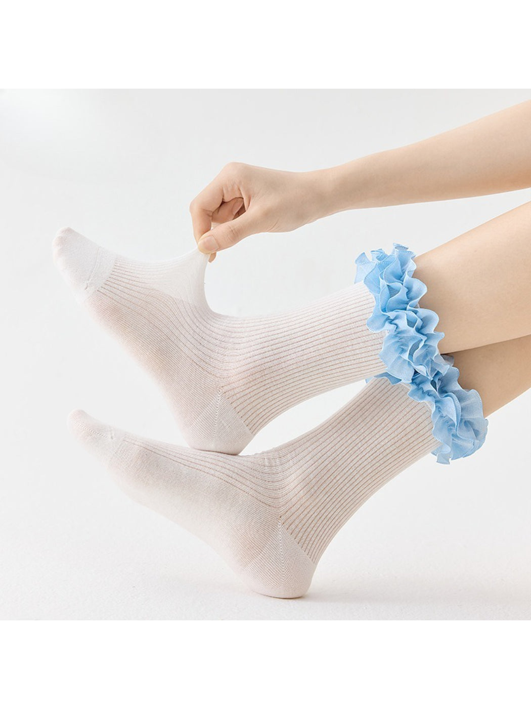 Rufia - Ruffle Trim Ribbed Crew Socks product image 2