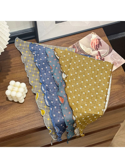 Scarvii - Plaid Ruffle Edge Everyday Triangle Bandana