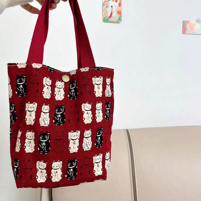 Lucky Cat Print Lunch Bag Handbag