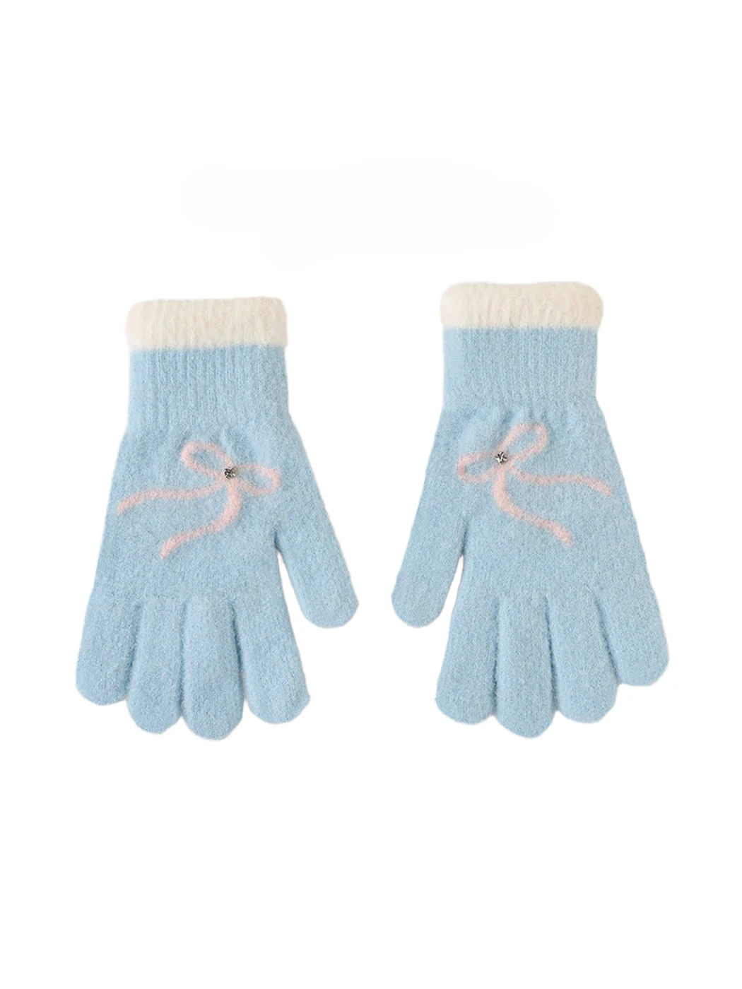 Gloving - Bow Pattern Soft Knit Gloves