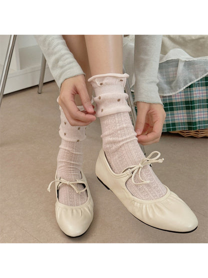 Rufia - Dotted Rib Knit Crew Socks