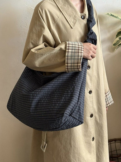 Cosbai - Casual Plaid Large Shoulder Bag