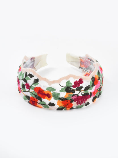 Haila - Classic Vintage Floral Headband – Black & Beige