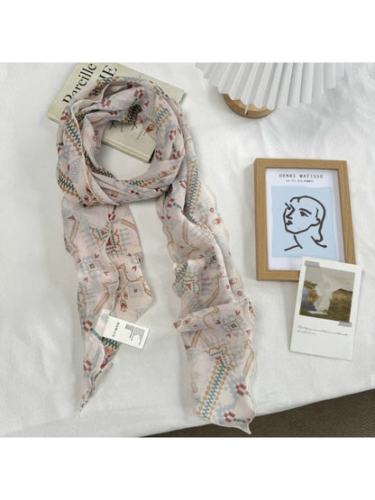 Scarvii - Botanical Floral Print Sheer Scarf