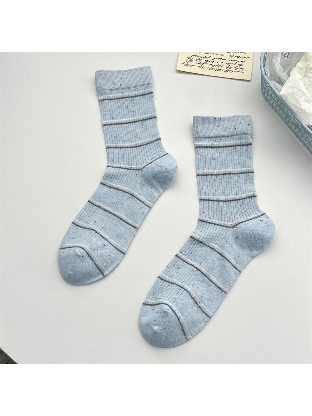 Rufia - Smple Pattern Ruffle Cuffs Crew Socks