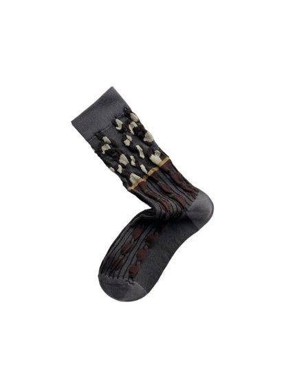 Rufia - 3D Leopard Print Mid-Calf Socks