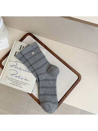 Rufia - Buckled Striped Knitted Capsule Socks for Women