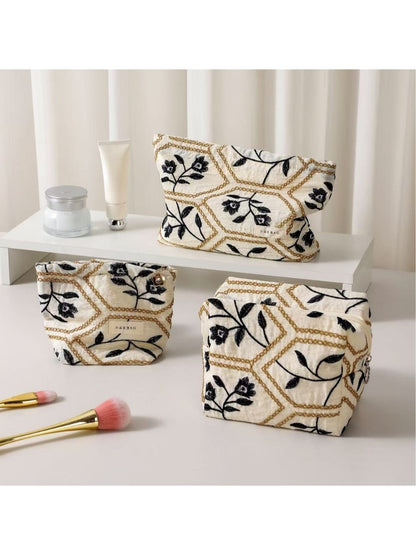 Cosbai - Women's Floral Print Handheld Cosmetic Bag