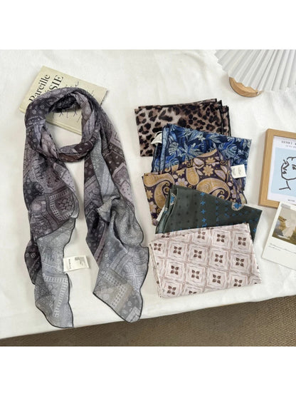 Scarvii - Vintage Pattern Sheer Print Scarf