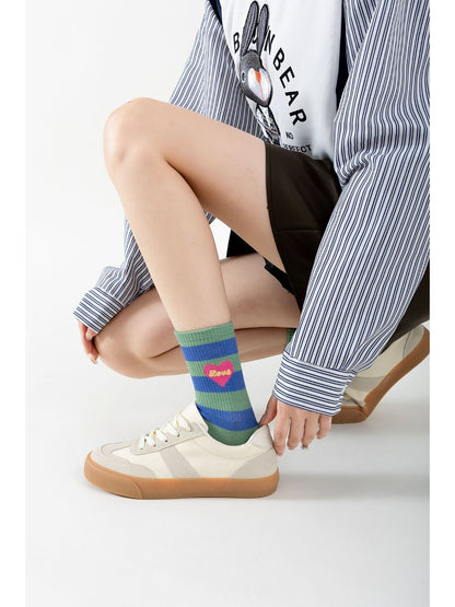 Rufia - Playful Heart Print Crew Socks