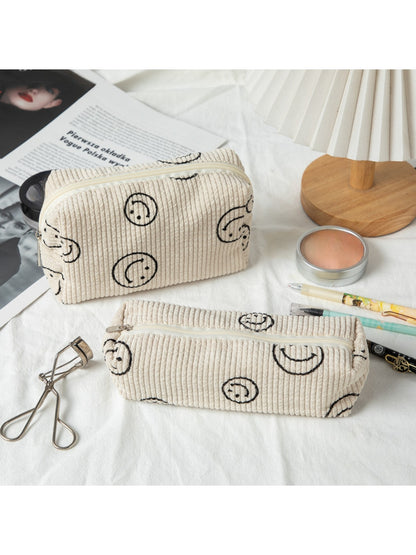 Cosbai - Smiley Print Cosmetic Organizer Bag