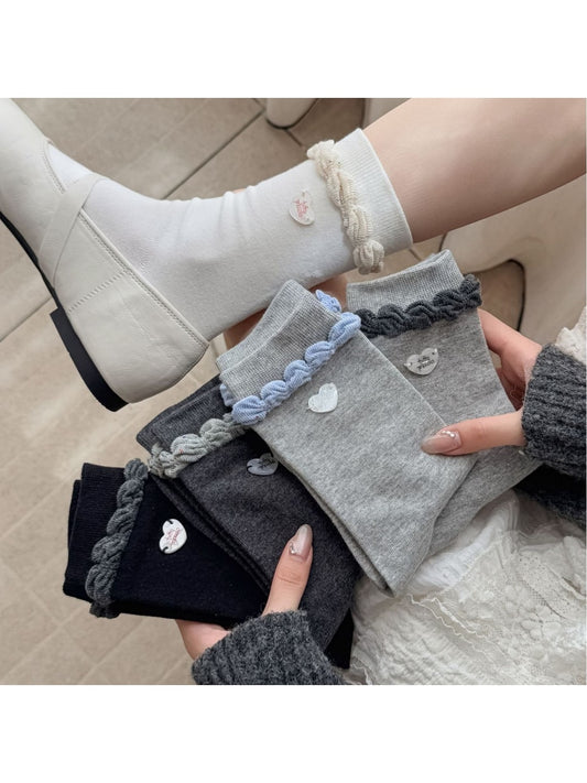 Rufia - Muted Soft Ruffle Cuff Crew Socks