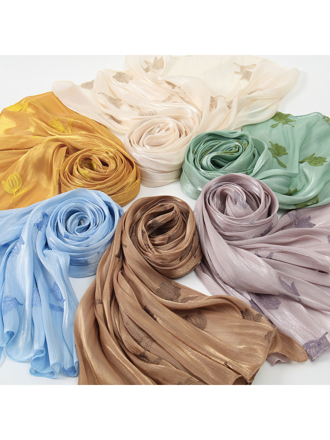 Scarvii Soft Sheer Floral Embroidered Scarf