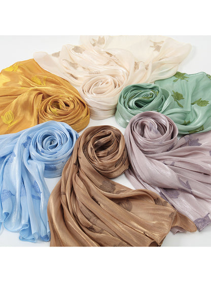 Scarvii Soft Sheer Floral Embroidered Scarf