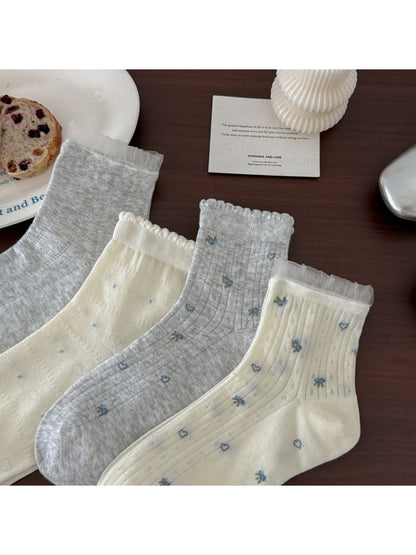 Rufia - Women's Heart Pattern Crew Socks