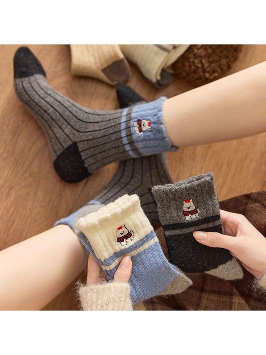 Rufia - Cozy Puppy Patch Winter Crew Socks