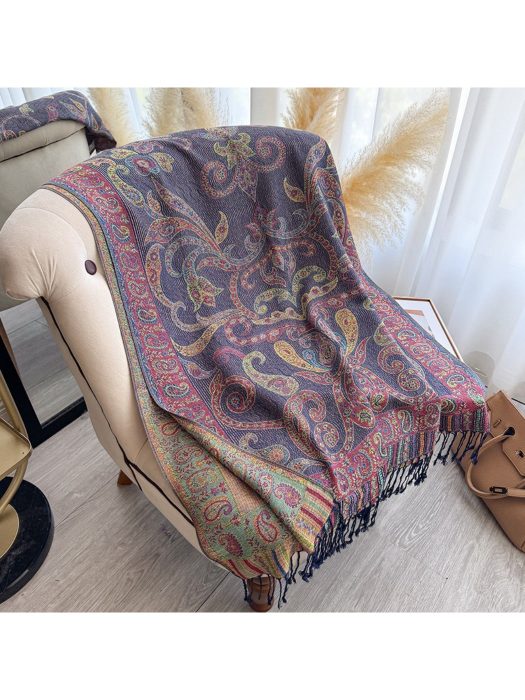 Scarvii - Elegant Paisley Fringe Scarf