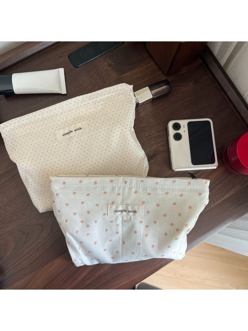 Cosbai - Printed Soft Rectangular Zip Pouch Bag