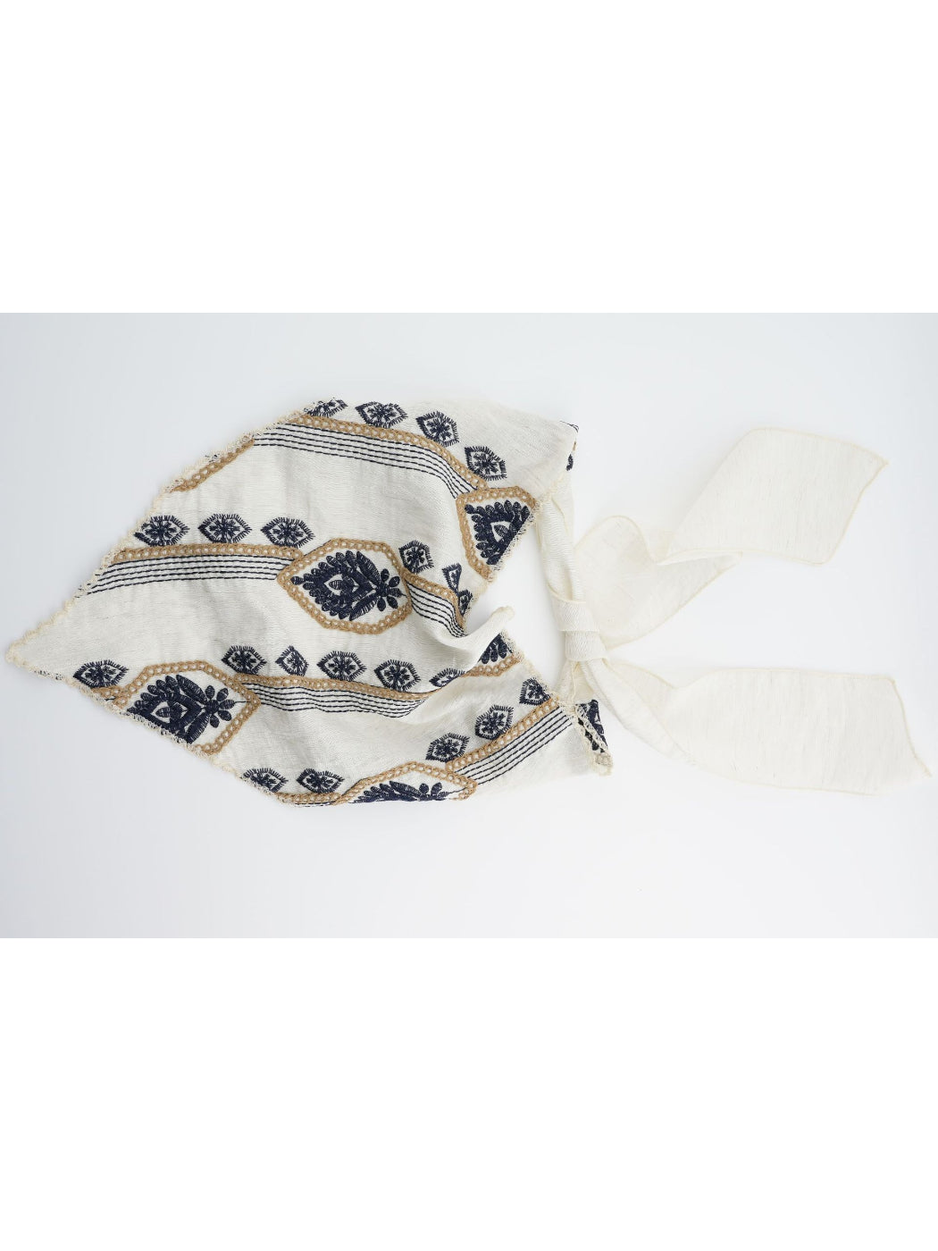 Scarvii - Boho Embroidered Geometric Tie Headscarf