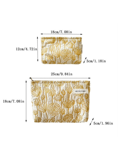 Cosbai - Antique Style Floral Zip Pouch Bag