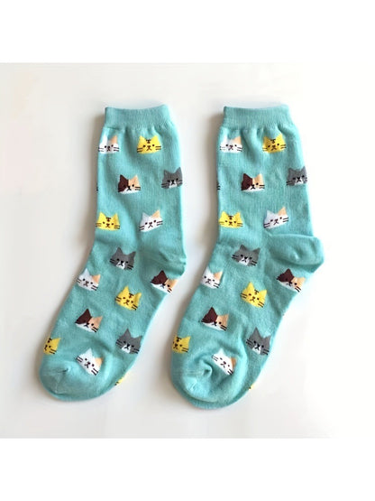 Rufia - Cute Cat Face Pattern Crew Socks product image 4