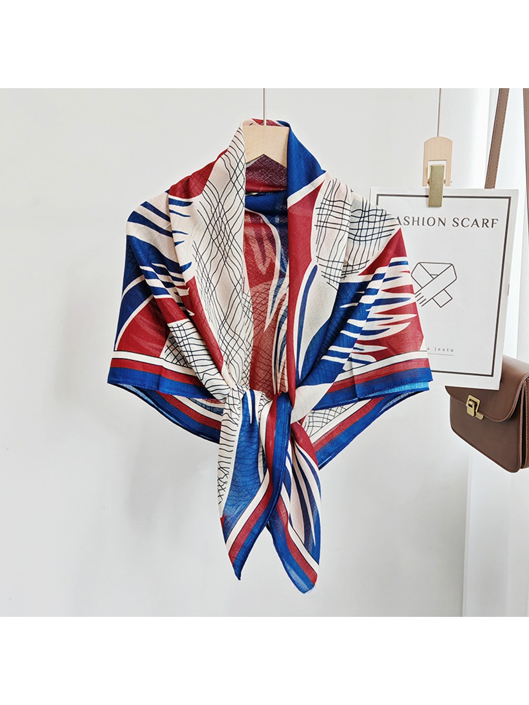 Scarvii - Abstract Leaf Motif Printed Square Scarf