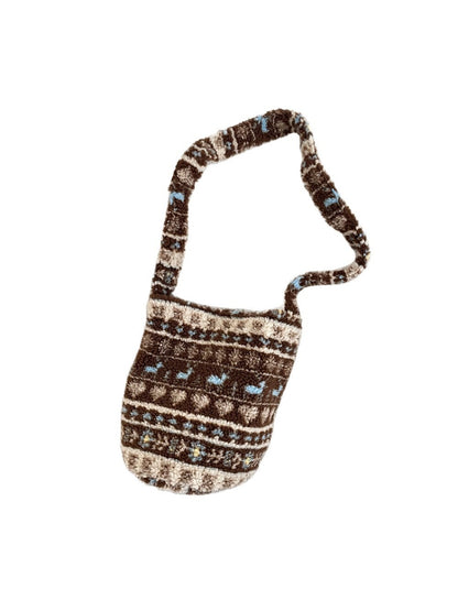 Cosbai - Patterned Soft Knit Shoulder Bag