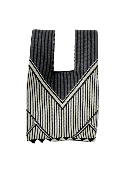 Cosbai - Classic Minimalist Striped Knit Handbag
