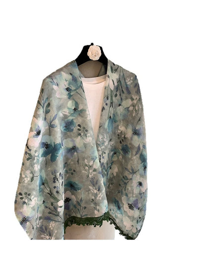 Scarvii - Watercolor Floral Printed Fashion Shawl